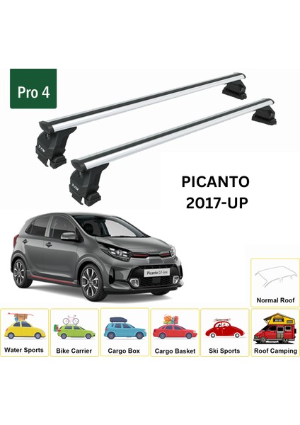 Kia Picanto 2004-2011 Oluksuz Üst Tavan Portbagaj Taşıyıcı Ara Atkısı Toros Serisi Pro 4 Gri fiyatları