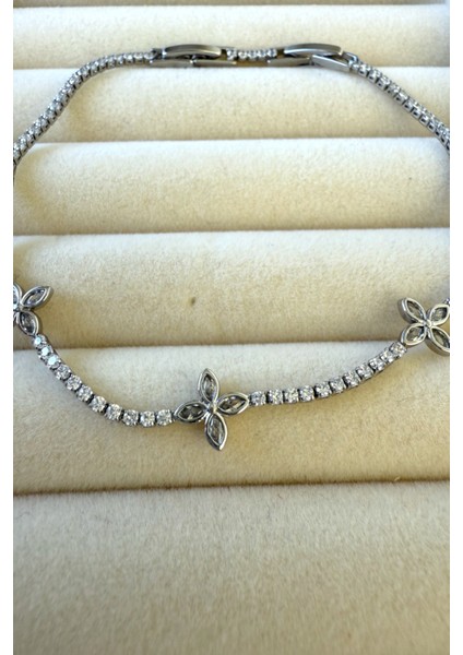 İnce Zirkon Taşlı Minimalist Su Yolu Bileklik Paslanmaz Çelik Kadın Bileklik 20 cm modelleri