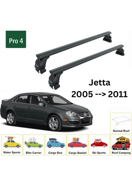 Volkswagen Jetta 2005-2011 Oluksuz Üst Tavan Portbagaj Taşıyıcı Ara Atkısı Toros Serisi Pro 4 Siyah fiyatları