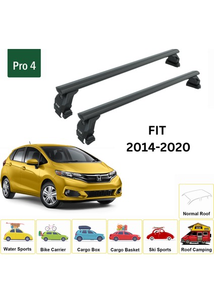 Honda Fit 2014-2020 Oluksuz Üst Tavan Portbagaj Taşıyıcı Ara Atkısı Toros Serisi Pro 4 Siyah fiyatları