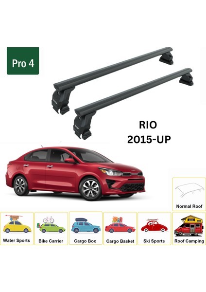 Kia Rio Sedan 2017-2025 Oluksuz Üst Tavan Portbagaj Taşıyıcı Ara Atkısı Toros Serisi Pro 4 Siyah fiyatları