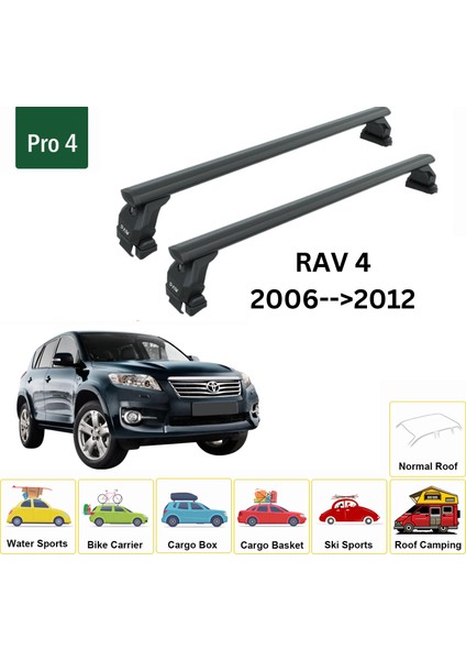 Toyota Rav 4 2006-2012 Oluksuz Üst Tavan Portbagaj Taşıyıcı Ara Atkısı Toros Serisi Pro 4 Siyah fiyatları