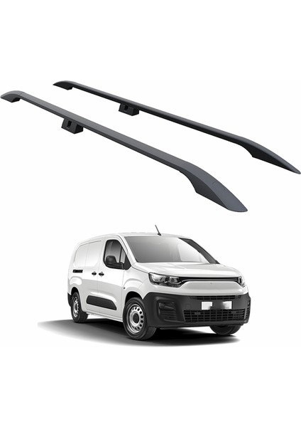 Toyota Proace City 2019-2025 Kısa Şase Araç Üstü Alüminyum Tavan Yan Rayları Plus Serisi - Siyah