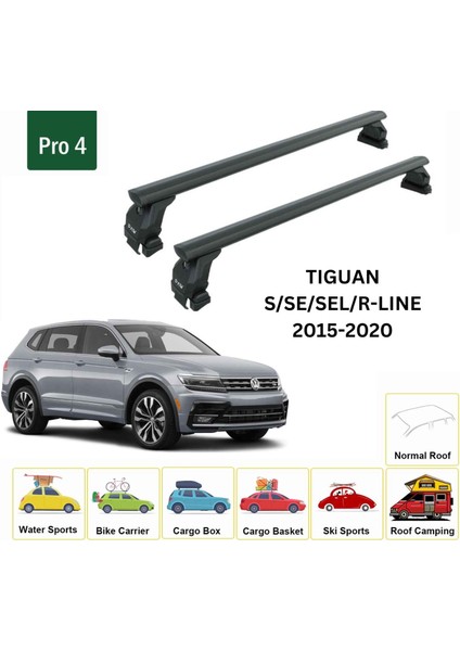 Volkswagen Tiguan 2015-2020 Oluksuz Üst Tavan Portbagaj Taşıyıcı Ara Atkısı Toros Serisi Pro 4 Siyah fiyatları