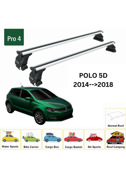 Volkswagen Polo 5d 2014-2018 Oluksuz Üst Tavan Portbagaj Taşıyıcı Ara Atkısı Toros Serisi Pro 4 Gri fiyatları