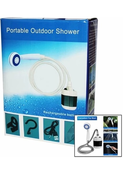 Taşınabilir Şarjlı Seyyar Duş Seti ( Pompa - Hortum - Duş Başlığı ) indirimleri