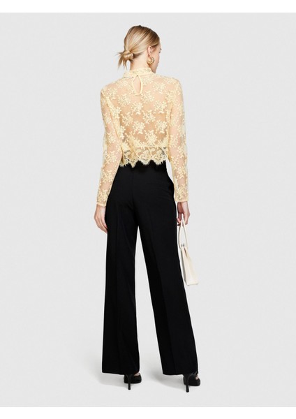 Sisley Viskoz Karışımlı Normal Bel Bol Paça Pantolon Kadın Siyah Pantolon - 324P4KVXLF02I