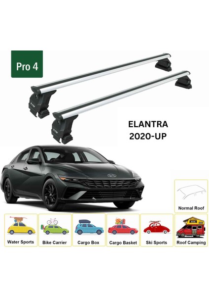 Hyundai Elantra 2020-2025 Oluksuz Üst Tavan Portbagaj Taşıyıcı Ara Atkısı Toros Serisi Pro 4 Gri fiyatları