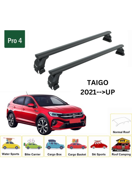 Volkswagen Taigo 2021-2025 Oluksuz Üst Tavan Portbagaj Taşıyıcı Ara Atkısı Toros Serisi Pro 4 Siyah fiyatları