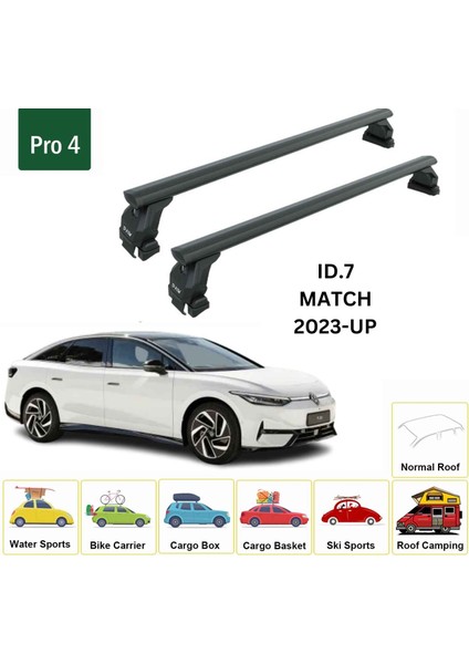 Volkswagen Id.7 2023-2025 Oluksuz Üst Tavan Portbagaj Taşıyıcı Ara Atkısı Toros Serisi Pro 4 2023-2025 Siyah fiyatları