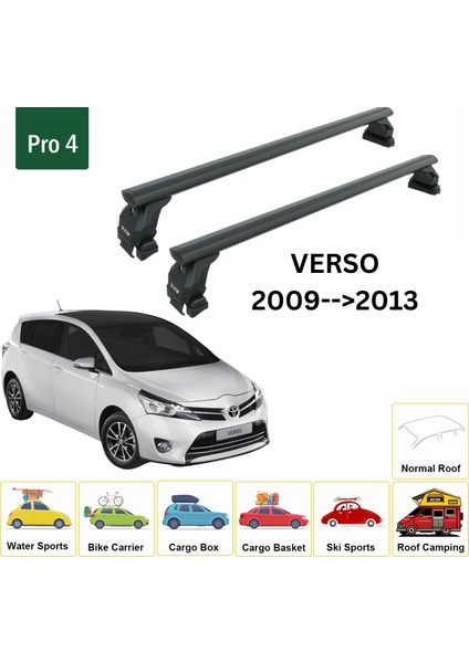 Toyota Verso 2009-2013 Oluksuz Üst Tavan Portbagaj Taşıyıcı Ara Atkısı Toros Serisi Pro 4 Siyah fiyatları