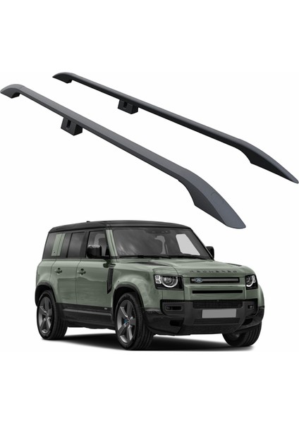 Land Rover Defender 110 2020-2025 Araç Üstü Alüminyum Tavan Yan Rayları Plus Serisi - Siyah