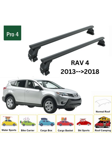 Toyota Rav 4 2013-2018 Oluksuz Üst Tavan Portbagaj Taşıyıcı Ara Atkısı Toros Serisi Pro 4 Siyah fiyatları