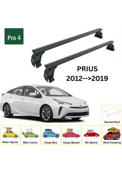 Toyota Prius 2012-2019 Oluksuz Üst Tavan Portbagaj Taşıyıcı Ara Atkısı Toros Serisi Pro 4 Siyah fiyatları