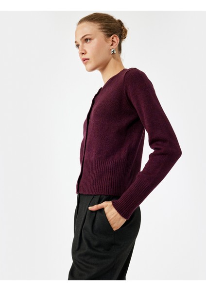 Düğmeli Uzun Kollu Bisiklet Yaka Triko Hırka fiyatları