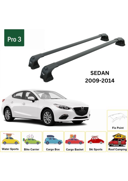 Mazda 3 Sedan 2009-2014 Portbagaj Taşıyıcı Ara Atkı Aparatı Paw Pro 3 Siyah fiyatları
