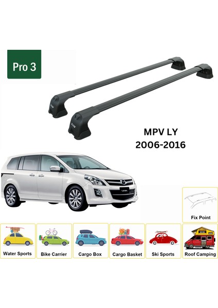 Mazda Mpv Ly 2006-2016 Portbagaj Taşıyıcı Ara Atkı Aparatı Paw Pro 3 Siyah fiyatları
