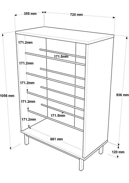 Summy Ayakkabılık Metal Ayaklı 5 Raflı Sepet Sum1-S