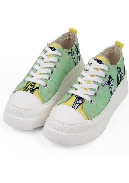 Kadın Vegan Yeşil Kalın Taban Sneakers - The Band Tasarım