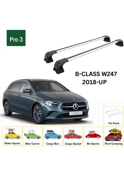 Mercedes Benz B W247 2018-2025 Portbagaj Taşıyıcı Ara Atkı Aparatı Paw Pro 3 Gri fiyatları
