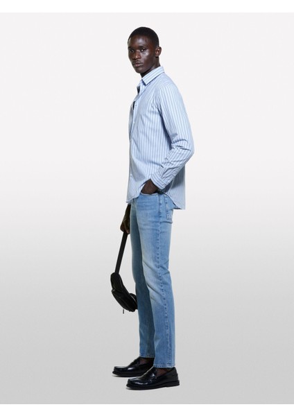 Sisley ERK_%100 Pamuk Normal Kesim Çizgi Detaylı Uzun Kollu Gömlek Erkek Mavi Mix Gömlek - 324A5B8SSQ03T indirimleri