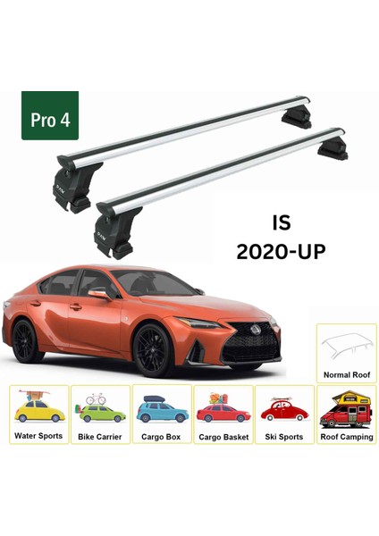 Lexus Is 2020-2025 Oluksuz Üst Tavan Portbagaj Taşıyıcı Ara Atkısı Toros Serisi Pro 4 Gri fiyatları