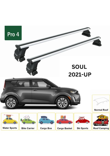 Kia Soul 2021-2025 Oluksuz Üst Tavan Portbagaj Taşıyıcı Ara Atkısı Toros Serisi Pro 4 Gri fiyatları