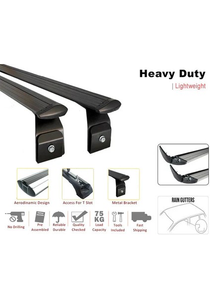 Land Rover Discovery (Series Iı) 1998-2004 Roof Rack Cross Bars Rain Gutter Siyah modelleri