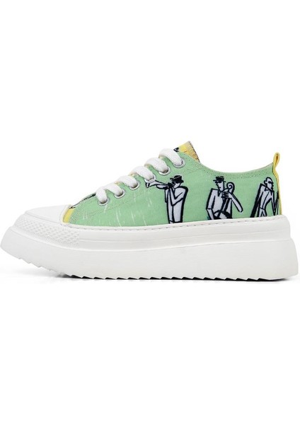 Kadın Vegan Yeşil Kalın Taban Sneakers - The Band Tasarım modelleri