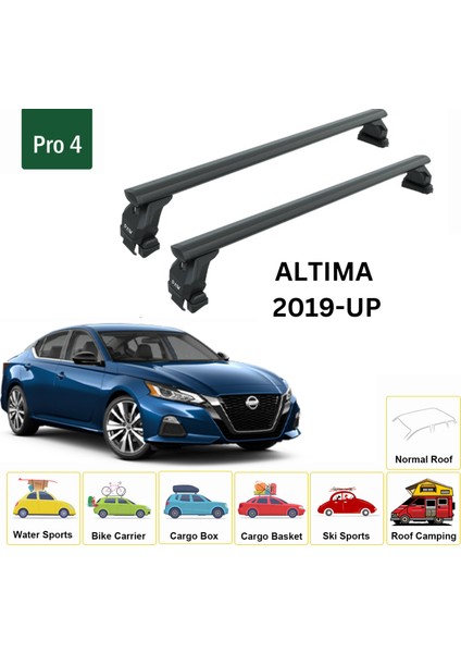 Nissan Altima 2019-2025 Oluksuz Üst Tavan Portbagaj Taşıyıcı Ara Atkısı Toros Serisi Pro 4 Siyah fiyatları