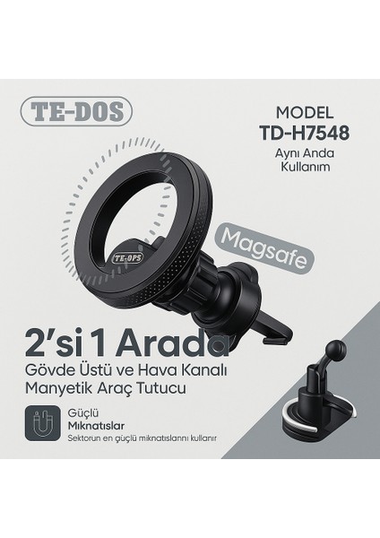 Magsafe ile Uyumlu Manyetik Telefon Tutucu Araç Içi 360° Döner Başlıklı Torpido ve Hava Menfezi Montajlı Petek Tasarımlı Sabitleyici TD-H7548 fırsatları