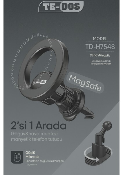 Magsafe ile Uyumlu Manyetik Telefon Tutucu Araç Içi 360° Döner Başlıklı Torpido ve Hava Menfezi Montajlı Petek Tasarımlı Sabitleyici TD-H7548 indirimleri