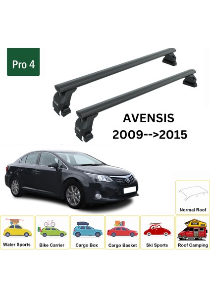 Toyota Avensis 2009-2015 Oluksuz Üst Tavan Portbagaj Taşıyıcı Ara Atkısı Toros Serisi Pro 4 Siyah fiyatları