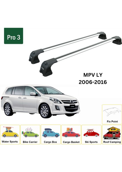 Mazda Mpv Ly 2006-2016 Portbagaj Taşıyıcı Ara Atkı Aparatı Paw Pro 3 Gri fiyatları