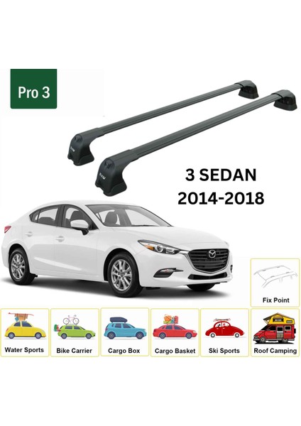 Mazda 3 Sedan 2014-2018 Portbagaj Taşıyıcı Ara Atkı Aparatı Paw Pro 3 Siyah fiyatları