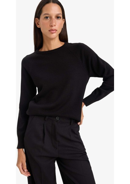 Relax Fit Bisiklet Yaka Basic Düz Triko Kazak I6913AZ25WN modelleri