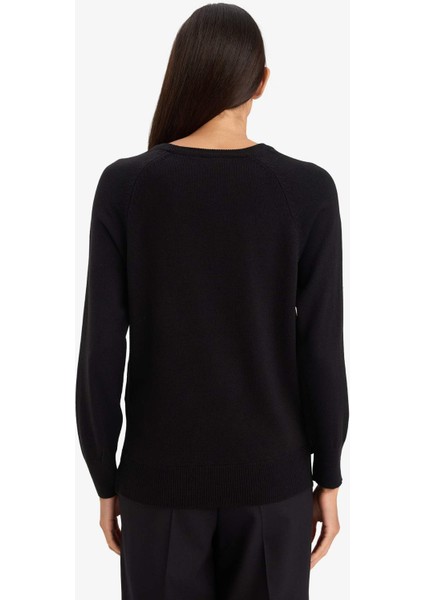 Relax Fit Bisiklet Yaka Basic Düz Triko Kazak I6913AZ25WN indirimleri