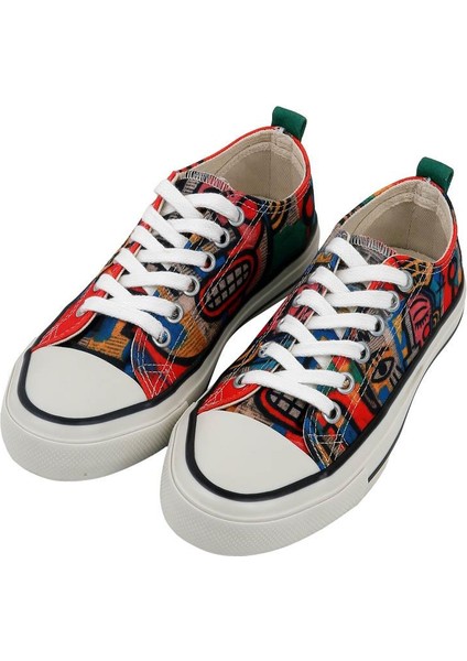 Kadın Vegan Kırmızı Sneakers - Mad Face Tasarım