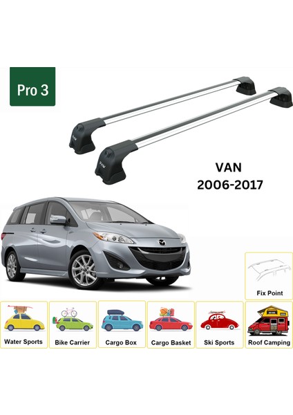 Mazda 5 Van 2006-2017 Portbagaj Taşıyıcı Ara Atkı Aparatı Paw Pro 3 Gri fiyatları