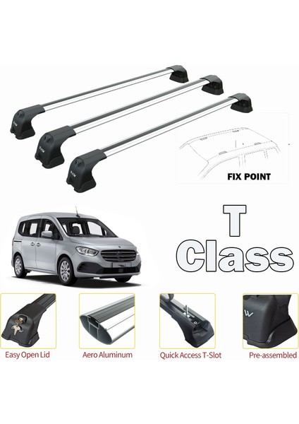 Mercedes Benz T 2022-2025 3qty Portbagaj Taşıyıcı Ara Atkı Aparatı Paw Pro 3 Gri fiyatları