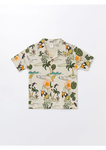 Lcw Kids Bej Resort Yaka Kısa Kollu Baskılı Erkek Bebek Gömlek ve Şort 2'li Takım fırsatları