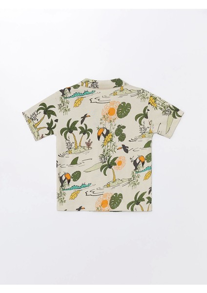 Lcw Kids Bej Resort Yaka Kısa Kollu Baskılı Erkek Bebek Gömlek ve Şort 2'li Takım indirimleri