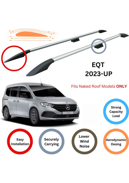 Mercedes Eqt 2023-2025 Roof Side Rails Ultimate Style Alu 2023-UP Gri fiyatları