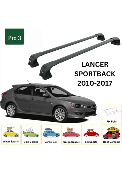 Mitsubishi Lancer Sportback 2010-2017 Portbagaj Taşıyıcı Ara Atkı Aparatı Paw Pro 3 Siyah fiyatları