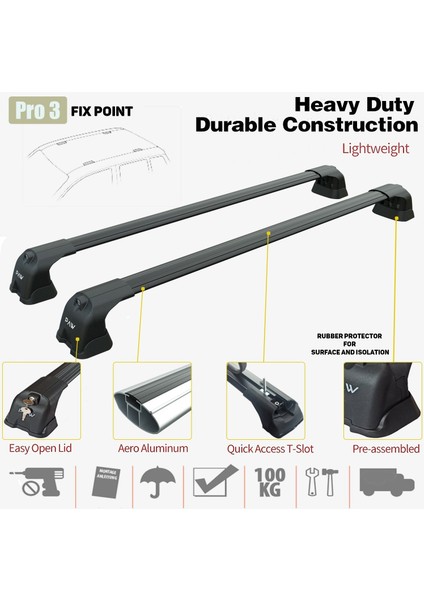 Opel&vauxhall Vivaro (X82) Van Lwb 2014-2018 2 Pcs Roof Rack + 2 Pcs Cross Bars Aluminum Siyah fiyatları