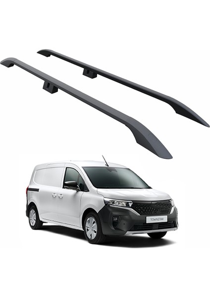 Nissan Townstar Kısa Şase 2021-2025 Araç Üstü Alüminyum Tavan Yan Rayları Plus Serisi - Siyah
