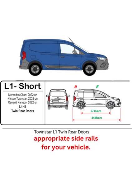Nissan Townstar Kısa Şase 2021-2025 Araç Üstü Alüminyum Tavan Yan Rayları Plus Serisi - Siyah fiyatları