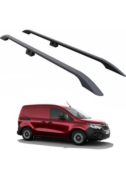 Renault Kangoo Kısa Şase 2021-2025 Araç Üstü Alüminyum Tavan Yan Rayları Plus Serisi - Siyah