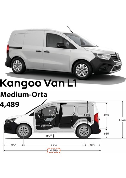 Renault Kangoo Kısa Şase 2021-2025 Araç Üstü Alüminyum Tavan Yan Rayları Plus Serisi - Siyah fiyatları