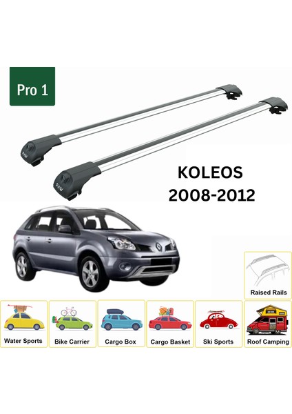 Renault Koleos 2008-2012 Oluksuz Üst Tavan Portbagaj Taşıyıcı Ara Atkısı Toros Serisi Pro 4 Gri fiyatları